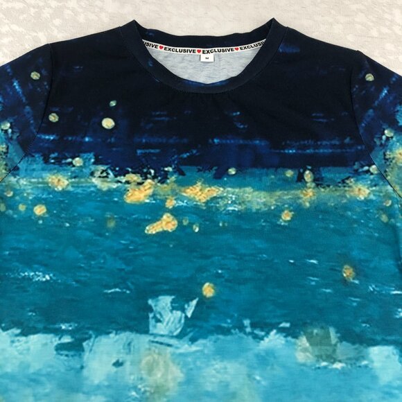 Exclusive Geometric Ombré Multicolor Boho 3/4 Sleeve Tie Dye Pullover Top - Picture 3 of 12